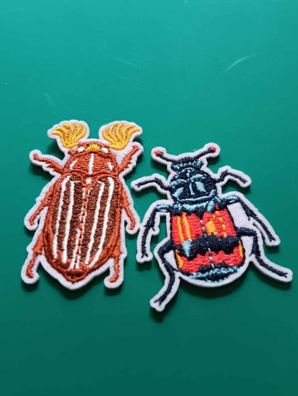 Beetle Bug Insect Embroidered Iron On Patch Set, Earthy Outdoor Creepy NatureI